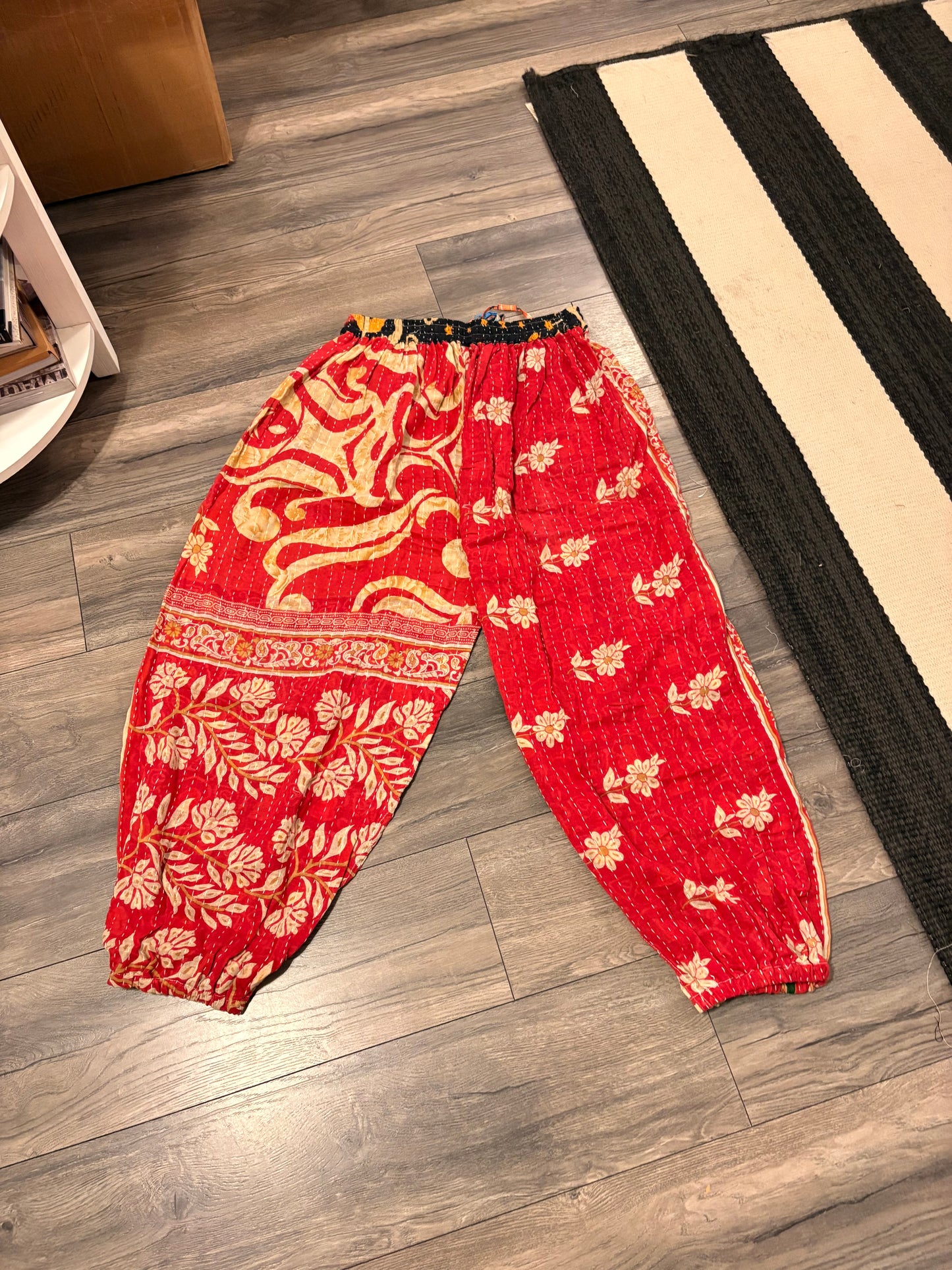 Sabrina Women Vintage Kantha Quilt Cotton Reversible Harem Pant One Size Fits Size 4-16