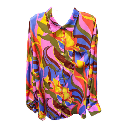 Easel Mirabelle Lilac Rose Satin Blouse Plus Size