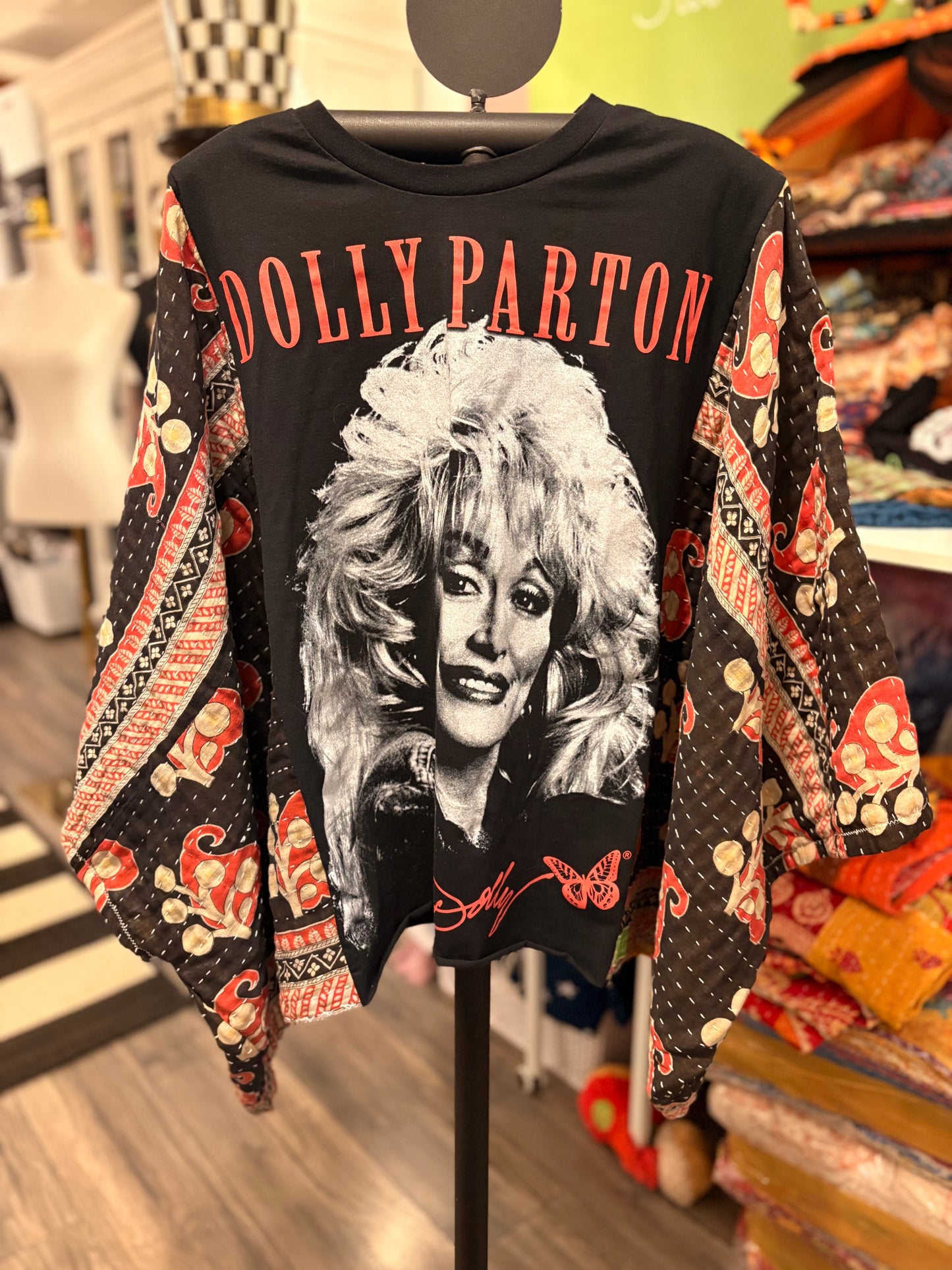 Be Like Dolly Upcycled Vintage Kantha Quilt Poncho Tee One Size Fits a Small to XXL