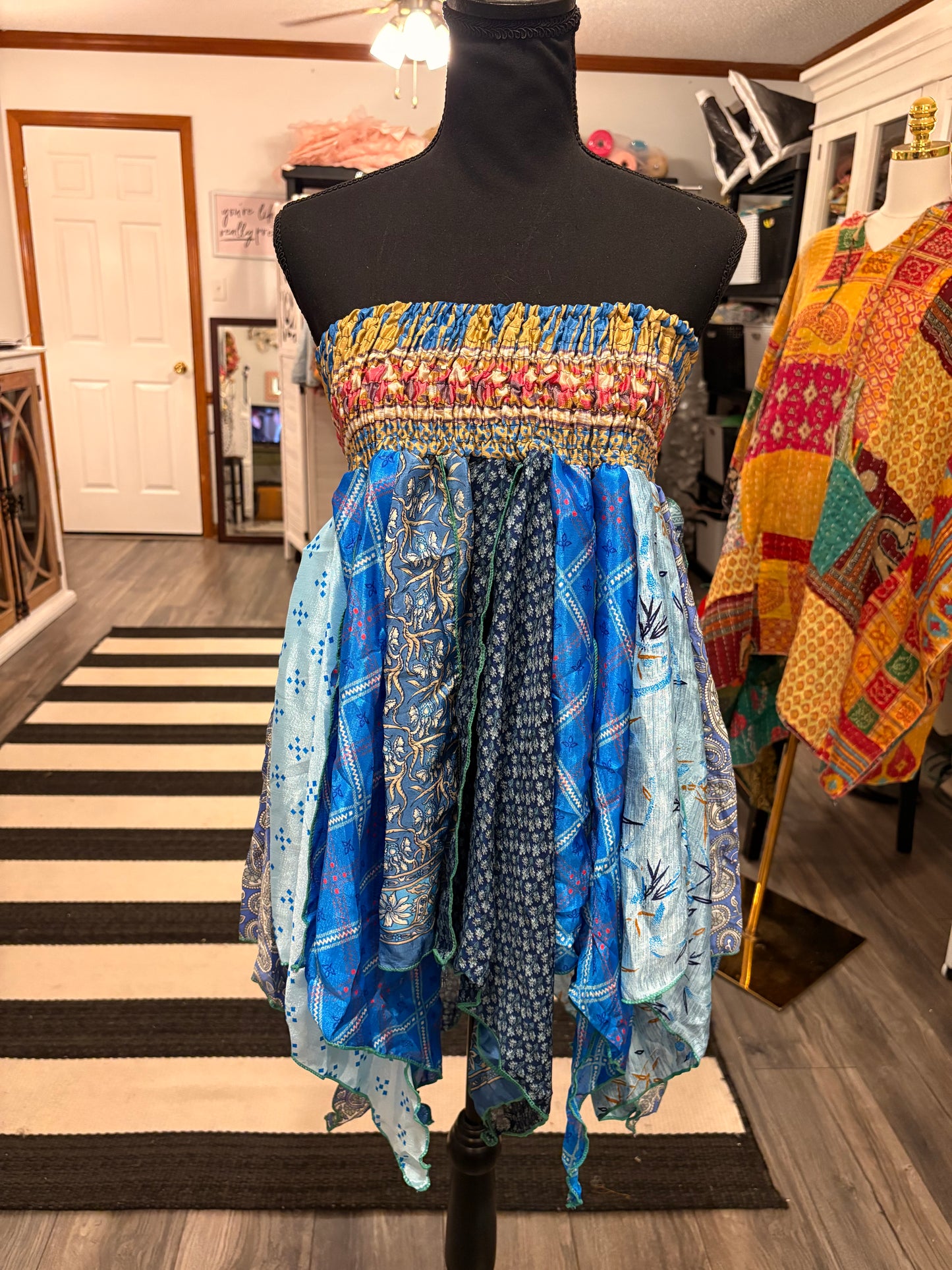 Jewel Pixie Diamond Cut Printed Asymmetric Skirt One Size Fits A Size 2-18