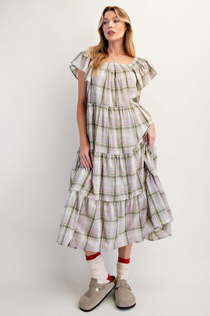 Plaid Tiered Dress