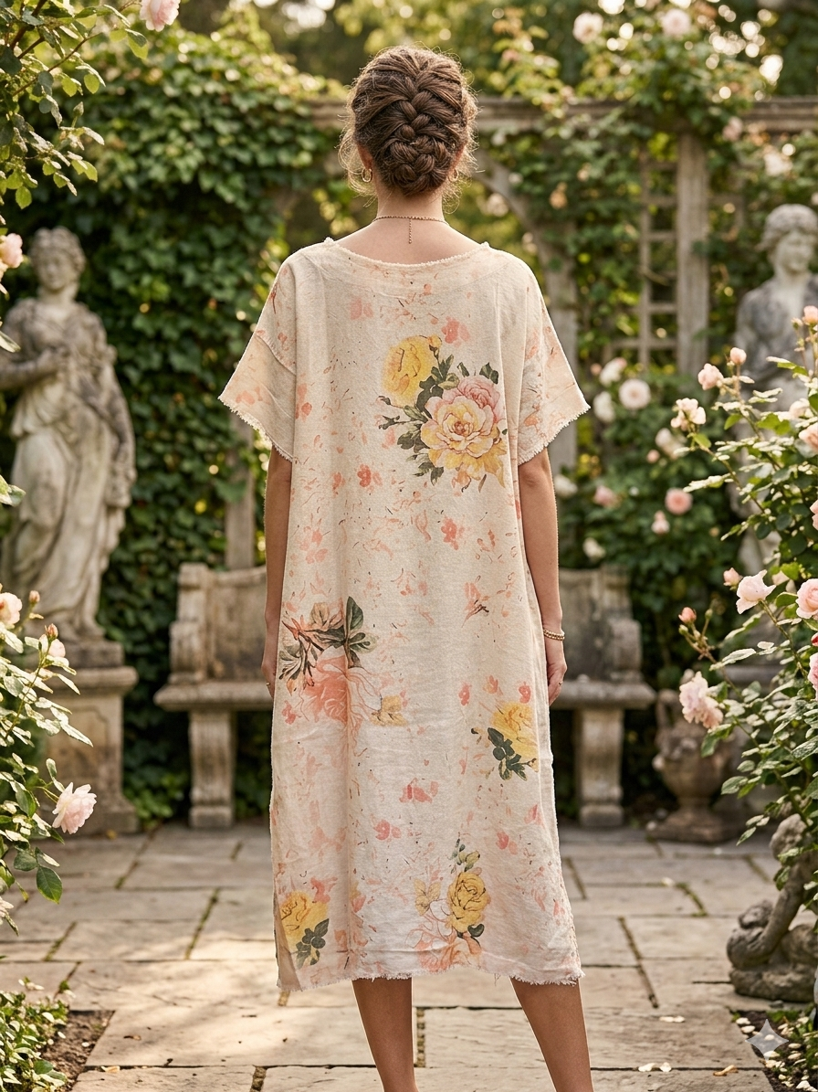 Kaftan Tunic Dress with Floral and Chief Joseph Print One Size Fits Small to XXL