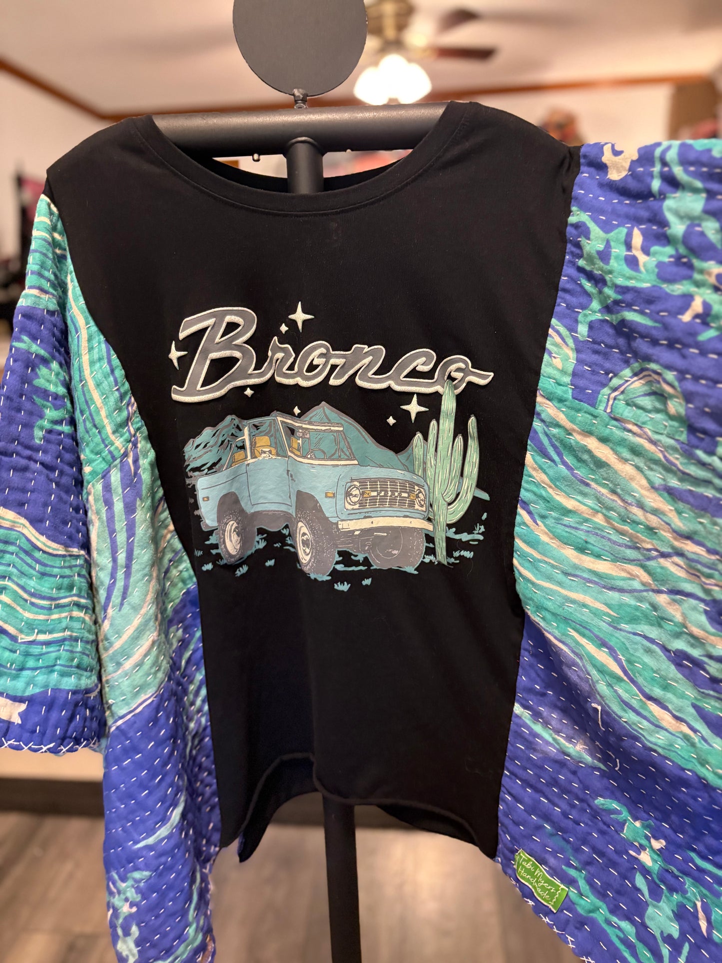 Bronco Upcycled Vintage Kantha Poncho Tee Fits A Small to XXL