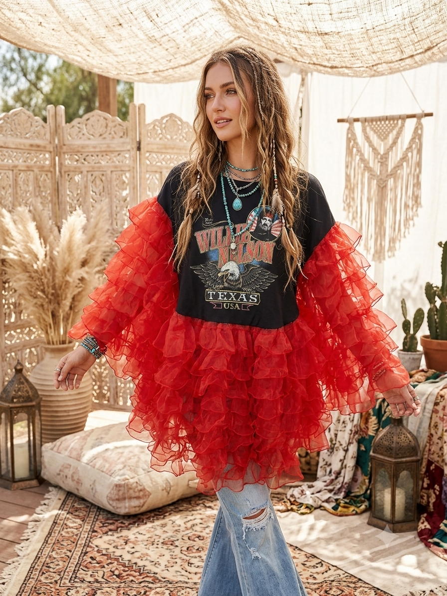 Willie Beautiful Ruffle Dress/Top One Size Fits a Small to 3X