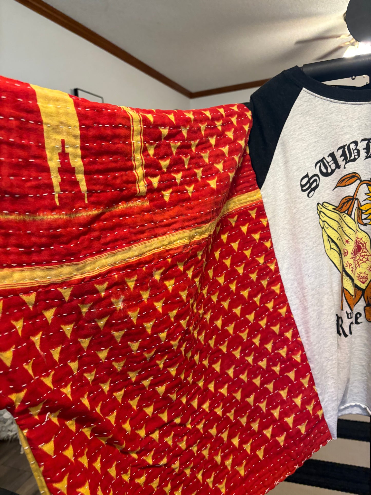 Sublime Upcycled Vintage Kantha Poncho Tee Fits A Small to XXL