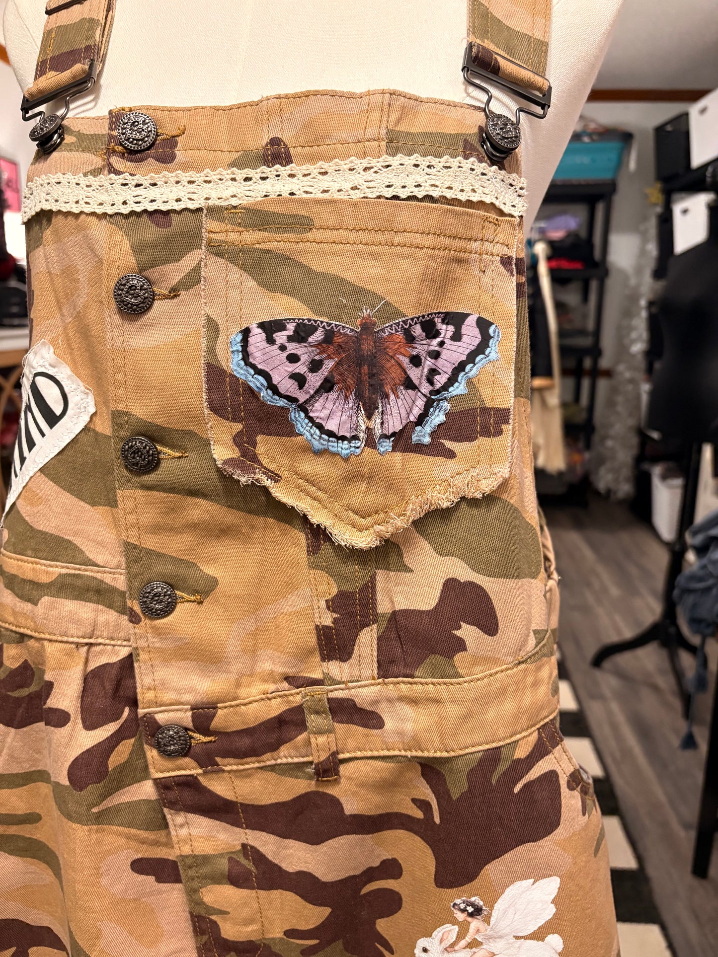 Speak Life Camp Refashioned “Junk” Overalls Dress Small/Medium 4/6/8