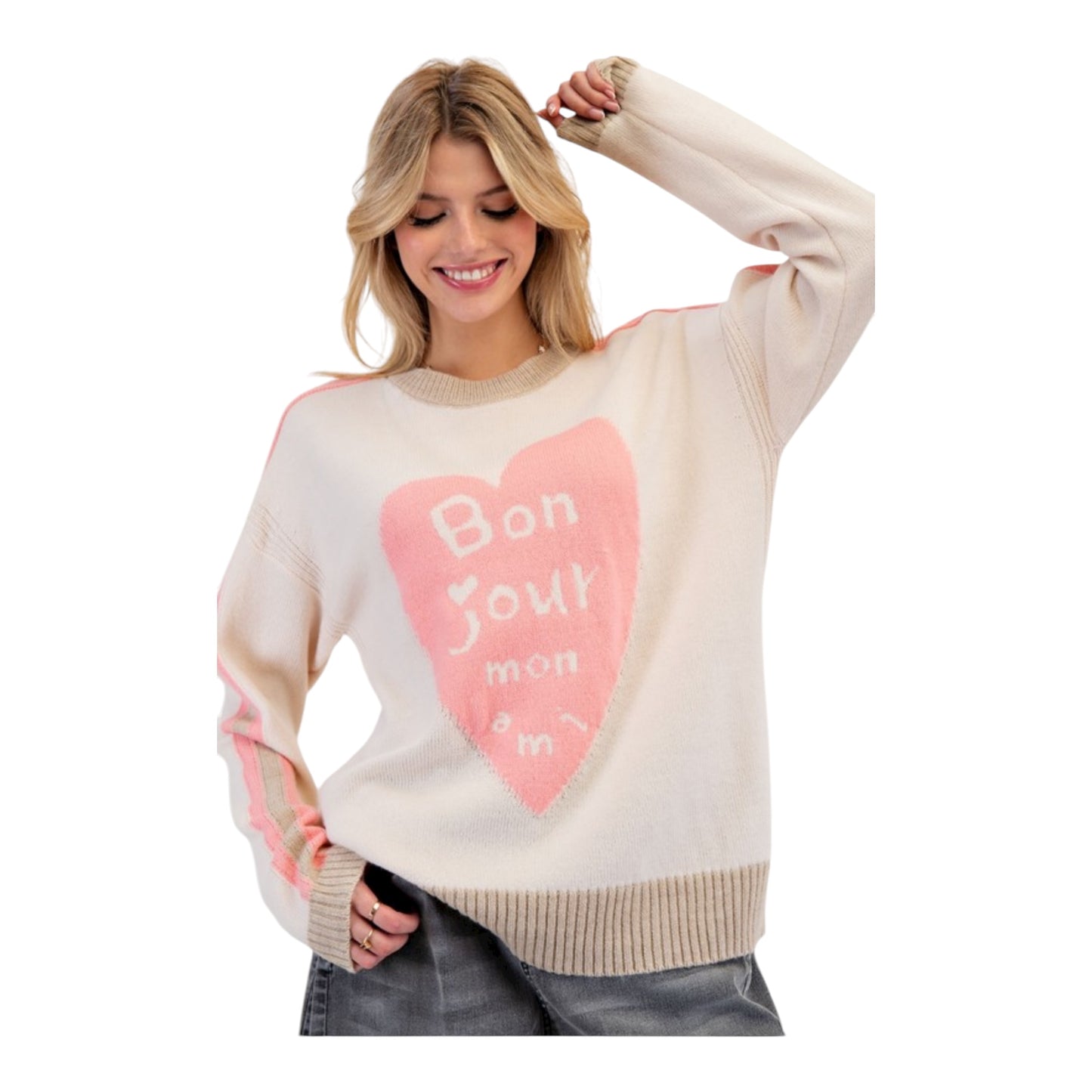 Cream Bon Jour Knit Sweater