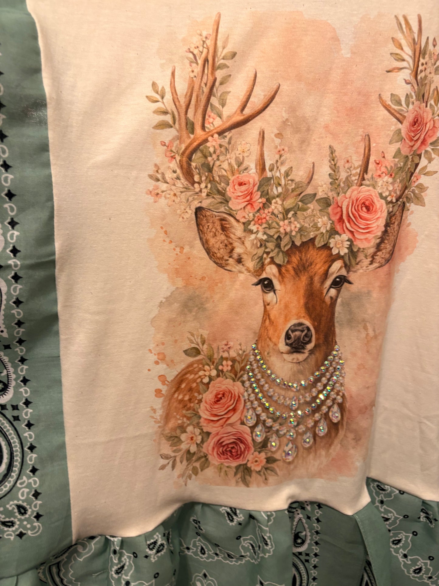 Deer Me Sage Bandana Ruffled Poncho One Size Fits a Small to 3X