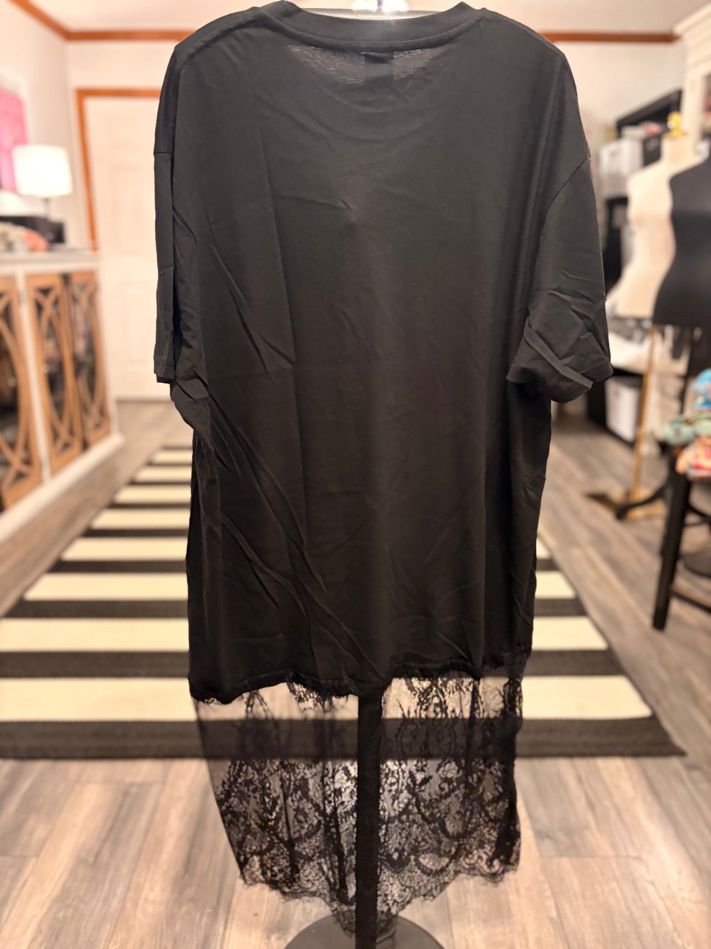 The Mac Lace Bottom Tee Dress OVERSIZED Fits a Small to 2X