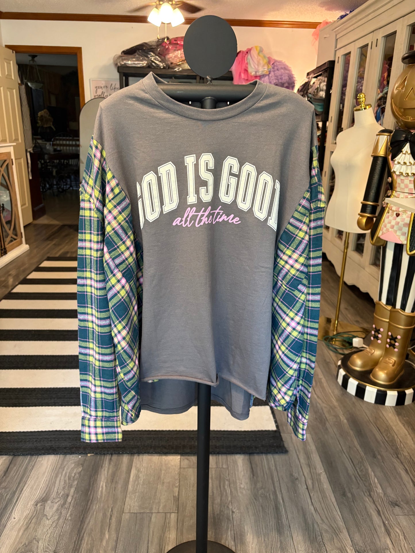 GOD is Good Upcycled Drop-Sleeve Tee One Size Fits a Small to XXL