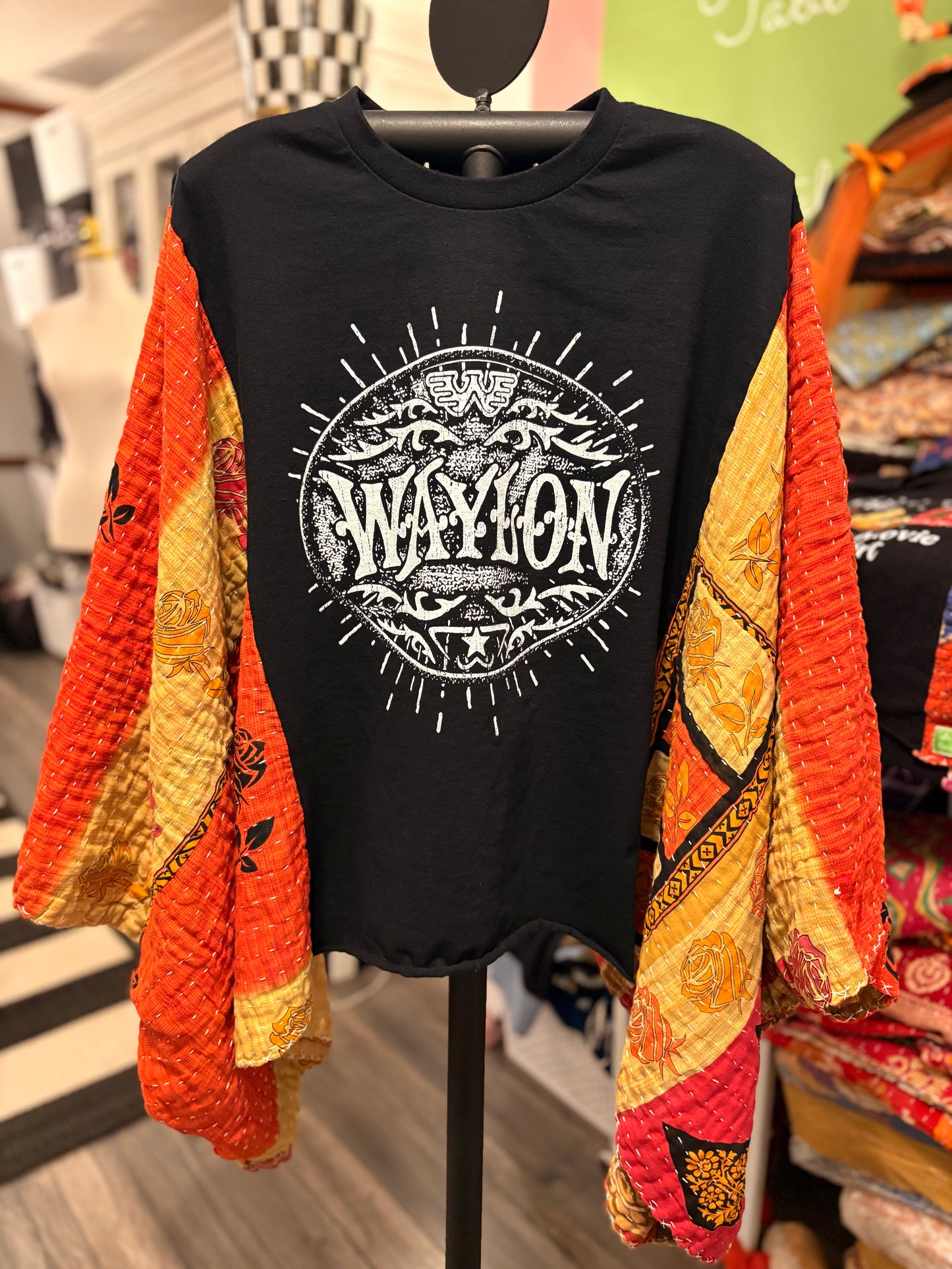 City of New Orleans Upcycled Vintage Kantha Quilt Poncho Tee One Size Fits a Small to XXL