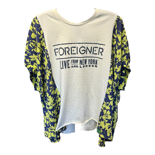 Foreigner Upcycled Drop-Sleeve Tee One Size Fits a Small to XL