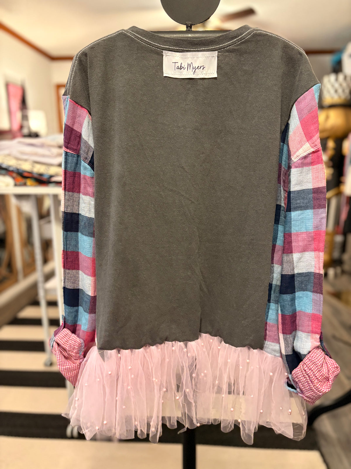 Just Push Play Flannel and Tutu Tee One Size Fits a Small to Large