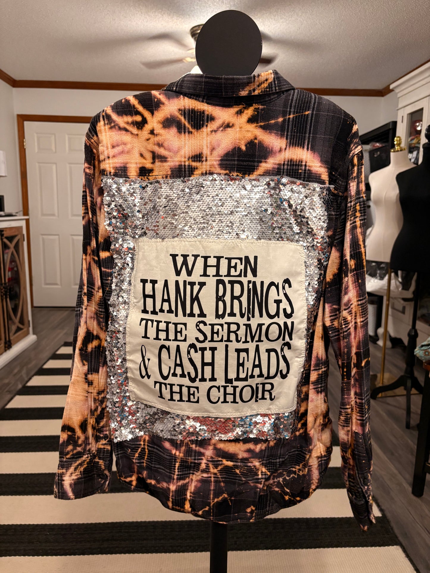 Hank and Cash Flashy Flannel with Sequin Panel Small to XXL 4-14