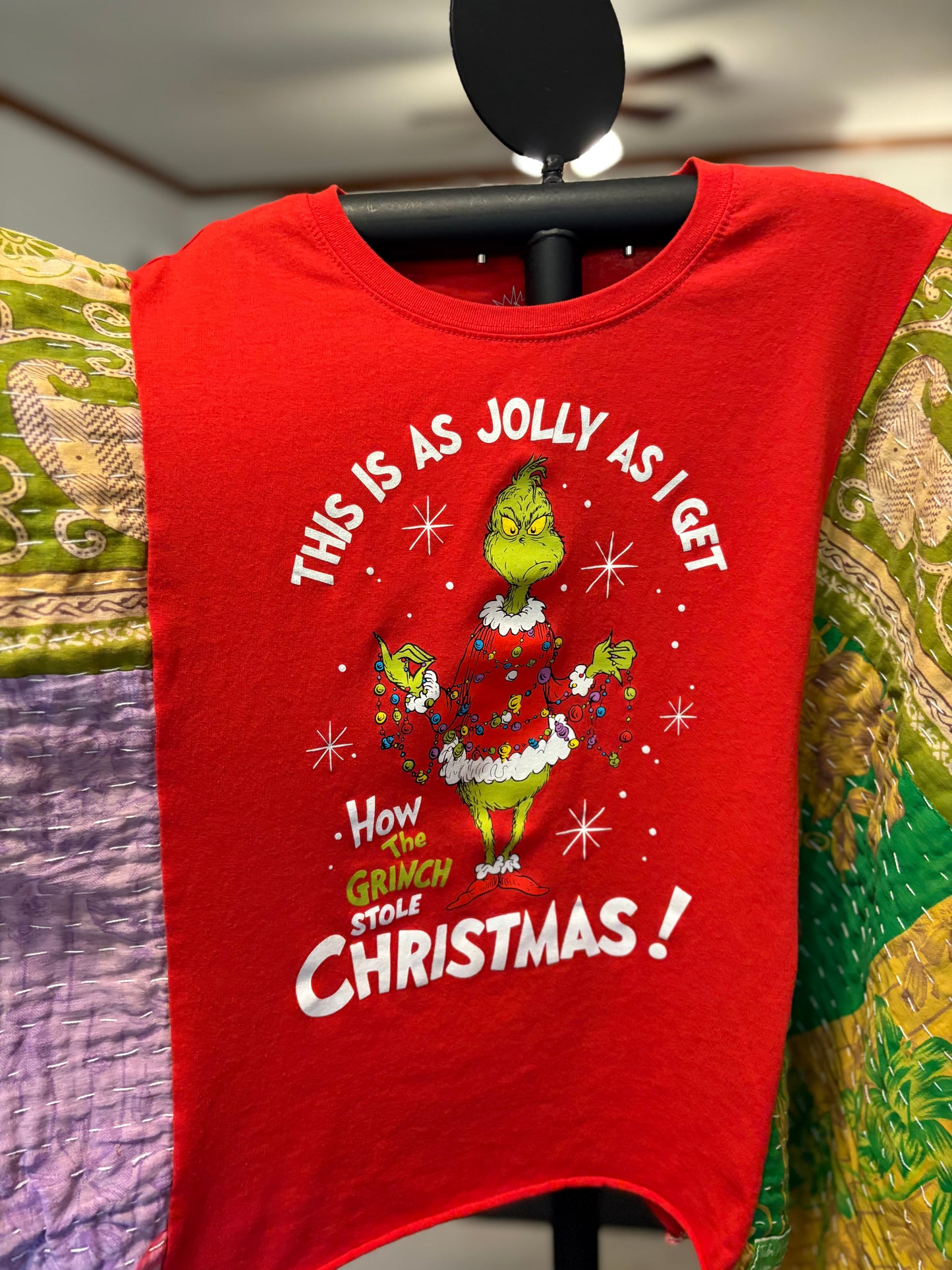 Jolly As I Get Vintage Kantha Poncho Tee Fits A Size Small to XL
