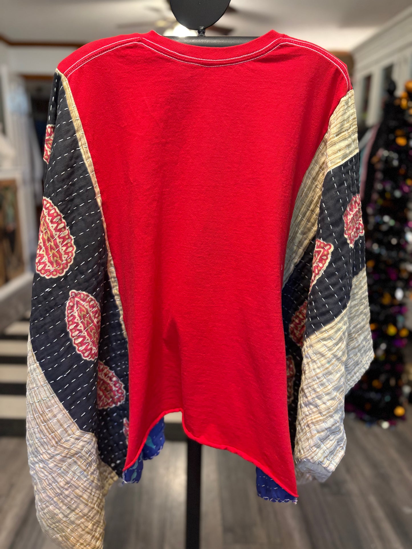 Aerosmith Upcycled Vintage Kantha Poncho Tee Fits A Small to XXL Comfortably