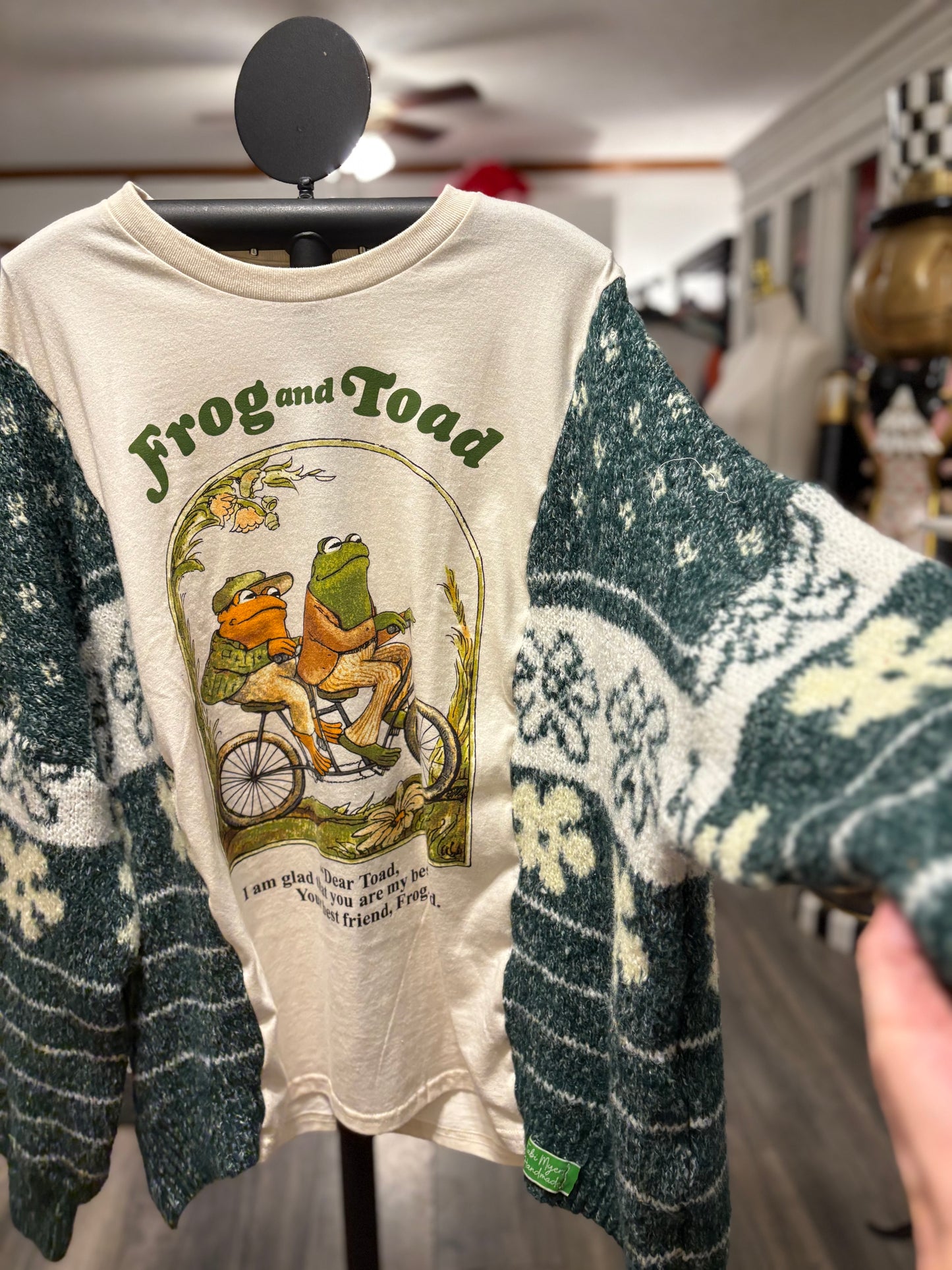 Frog and Toad Upcycled Drop Sleeve Sweater Tee One Size Fits a Large to 4X