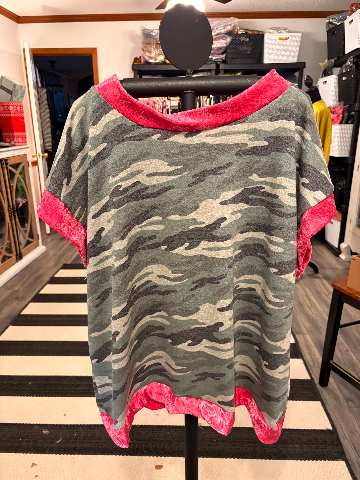 Hunting for Love Crushed Velvet and Camo Tabi Top One Size Fits a Small to Large