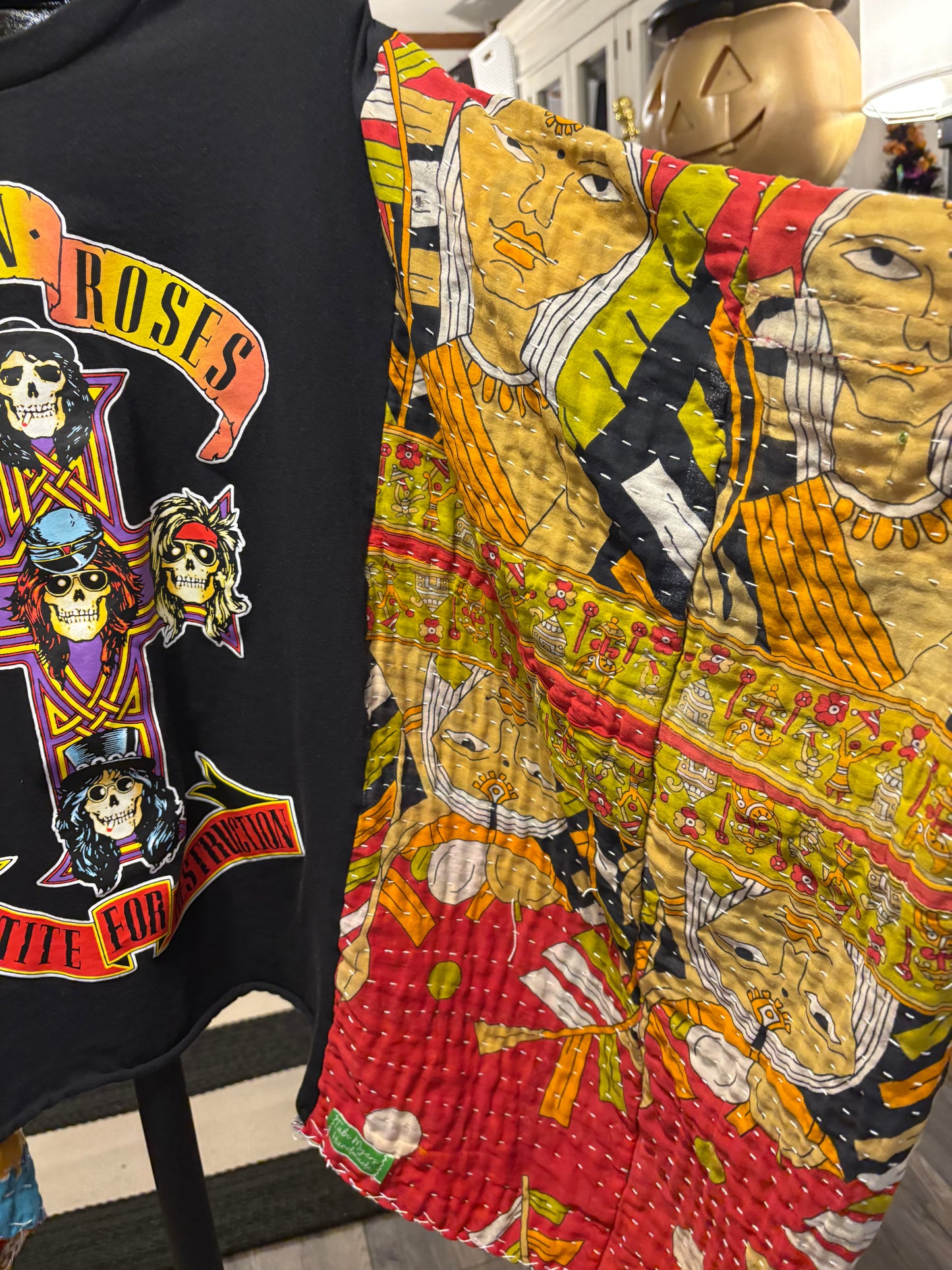 Paradise City Upcycled Vintage Kantha Quilt Poncho Tee One Size Fits a Large to 3X