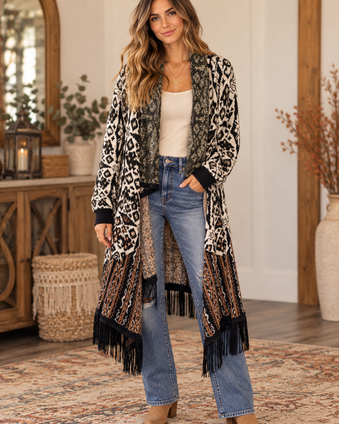Cheetah Glam Open Sweater One Size Fits a Small to XXL