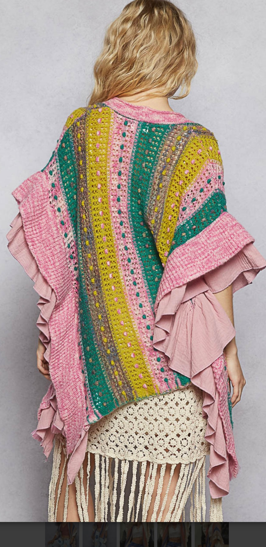 Ballerina Pink Ruffled and Knit Cardigan