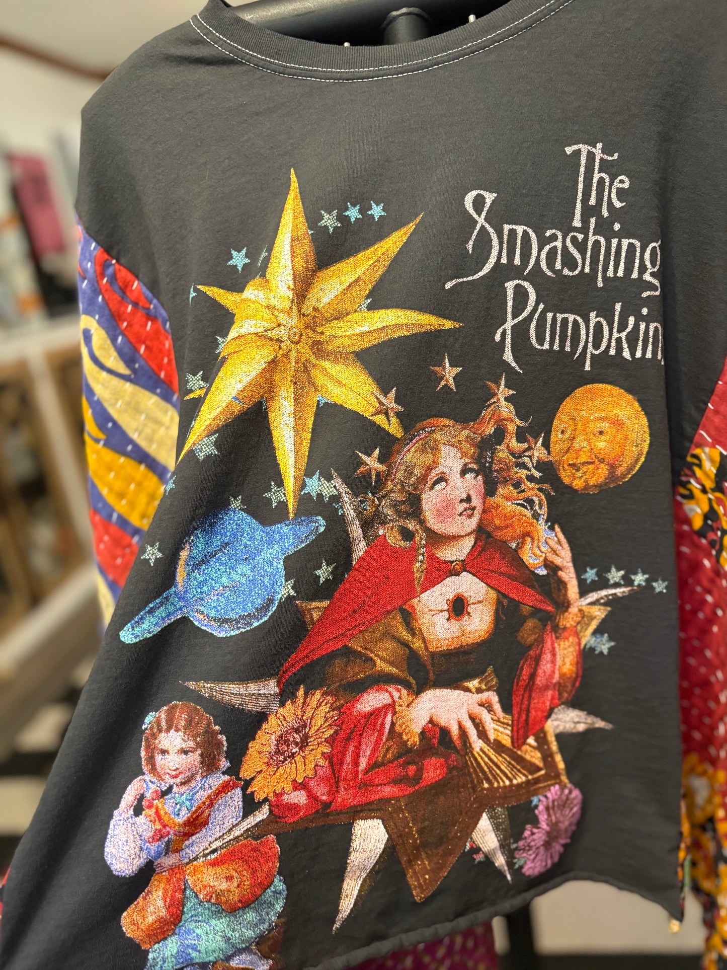 Smashing Pumpkins Upcycled Vintage Kantha Poncho Tee Fits A Size Small to XXL