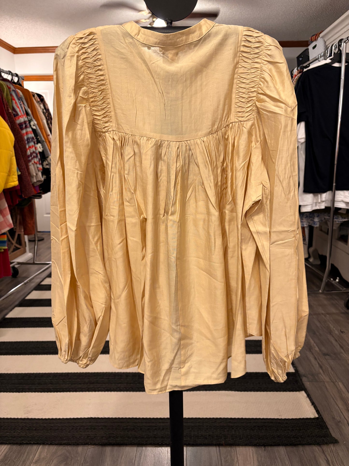 Golden Pintuck Blouse Medium