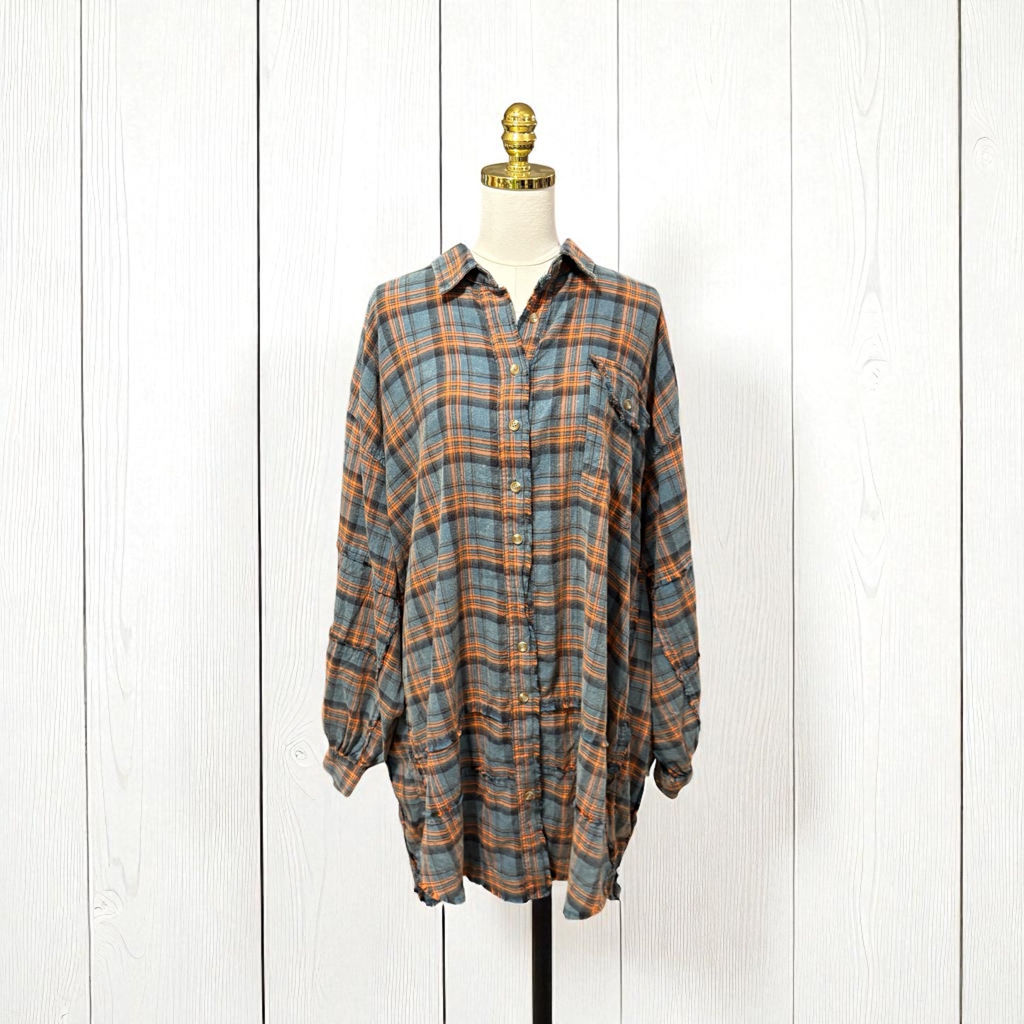 Best Flannel Ever Tangerine Teal Plus Size