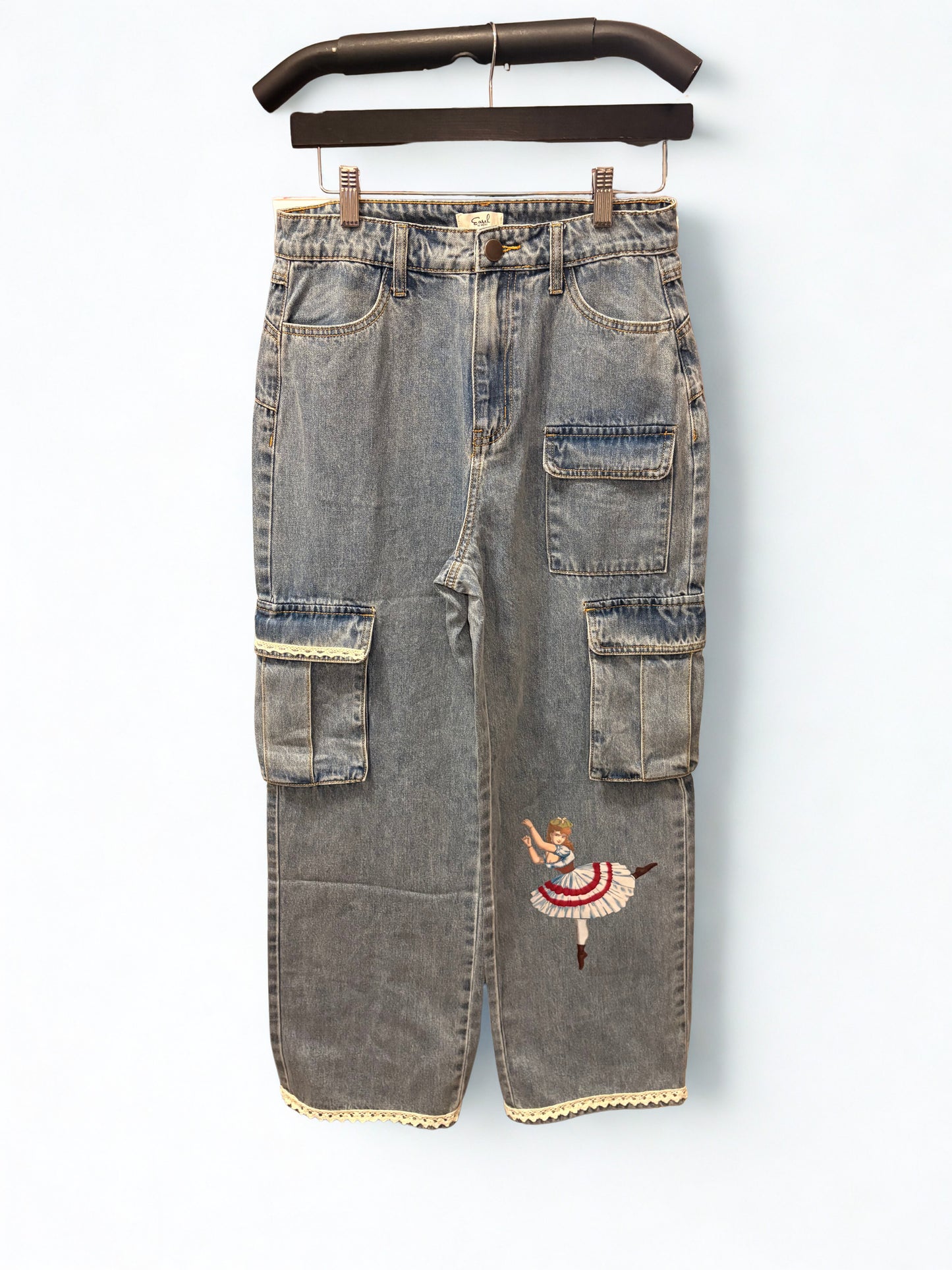 Jill Refashioned Junk Jean Cargo Pants Size Small 2/4