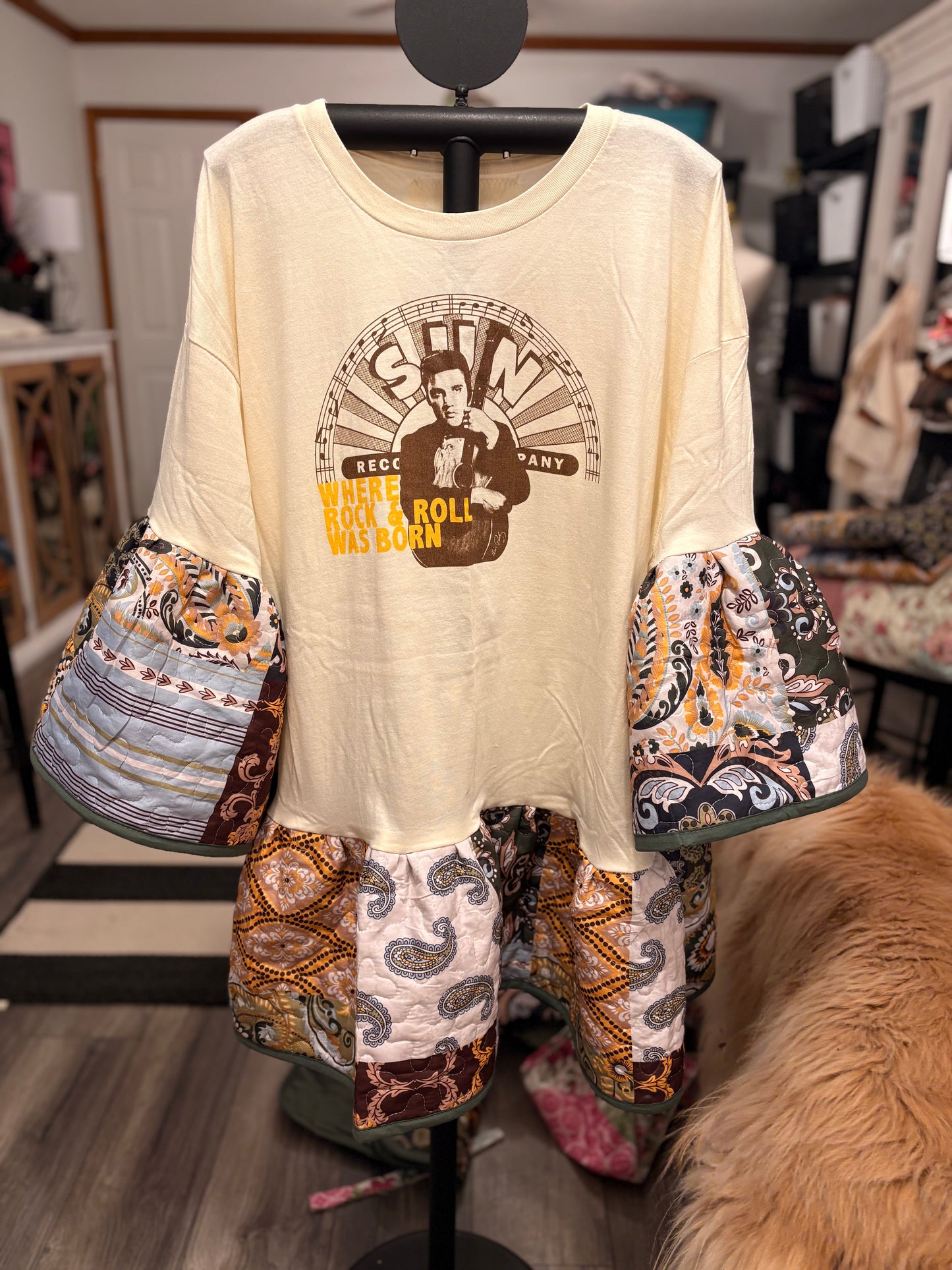 Home of Rock Upcycled Quilt Jumper One Size Fits a Large to 2X (10-18) Oversized!