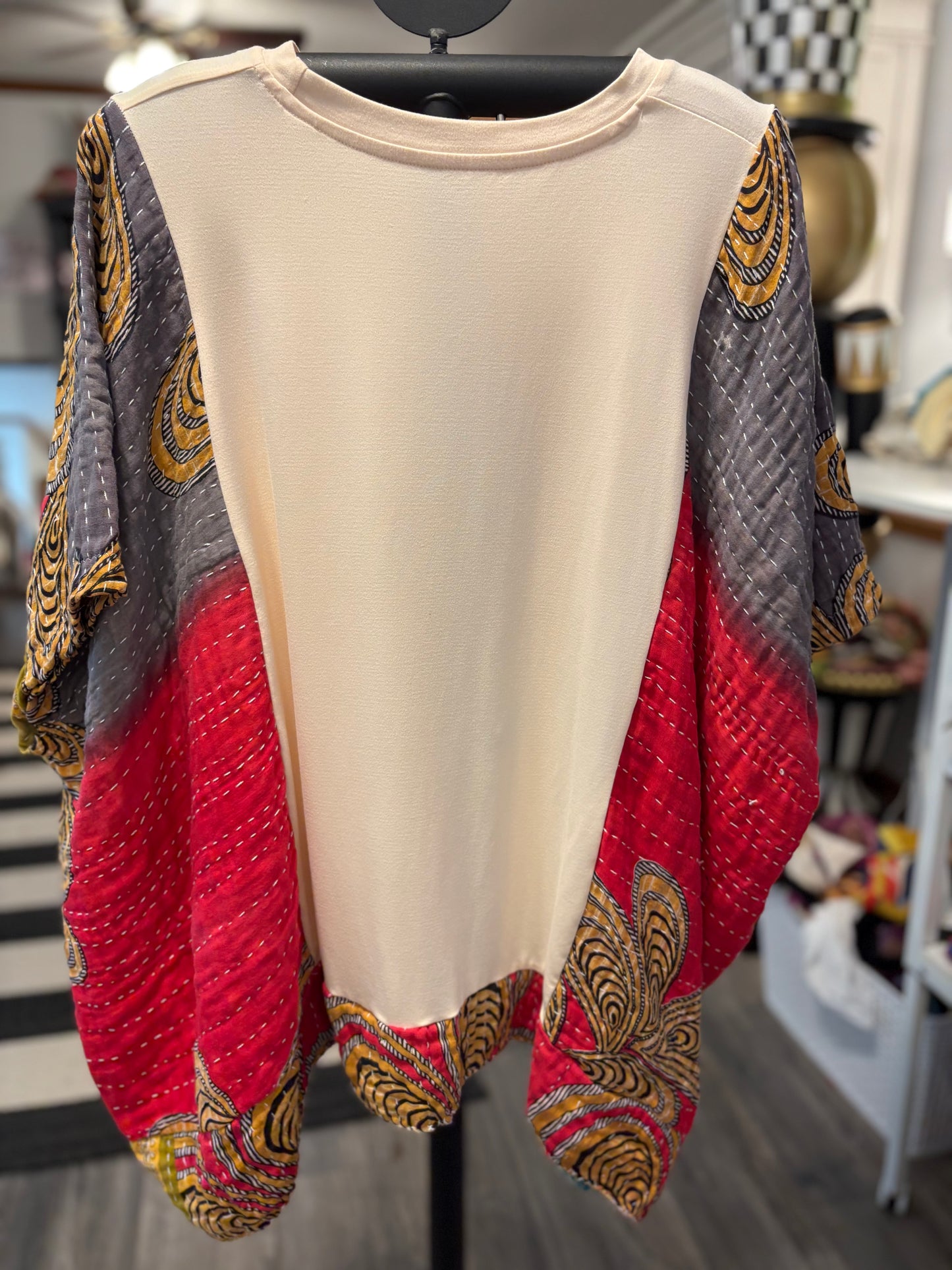 Monsters Upcycled Vintage Kantha Poncho Tee Fits A Size Small to XL