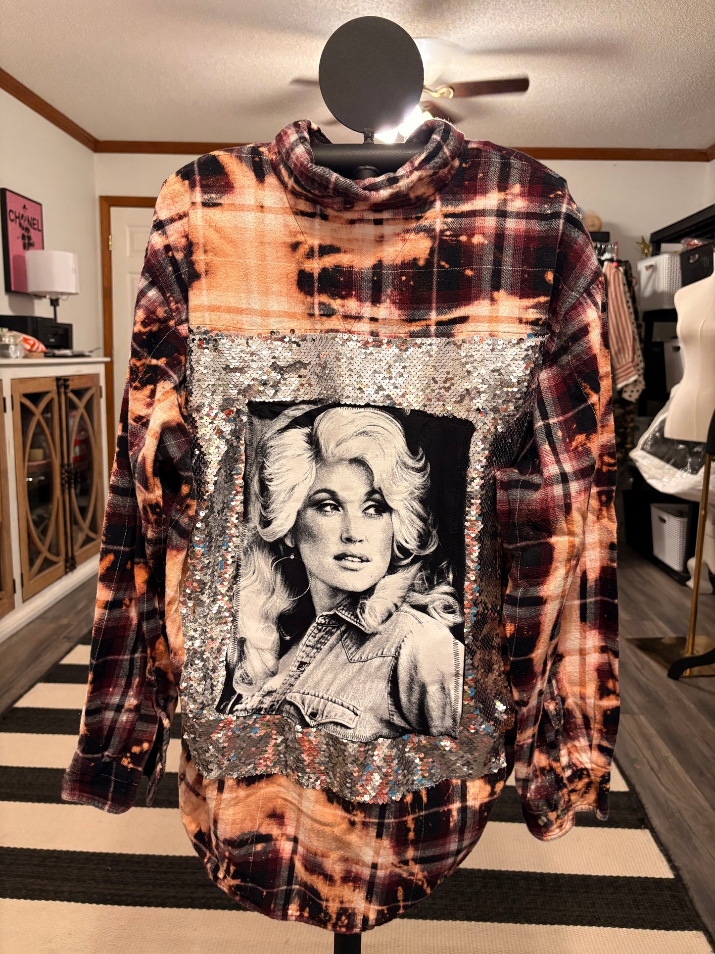 Grits and Guts Flashy Flannel with Sequin Panel Small to XL 4-16