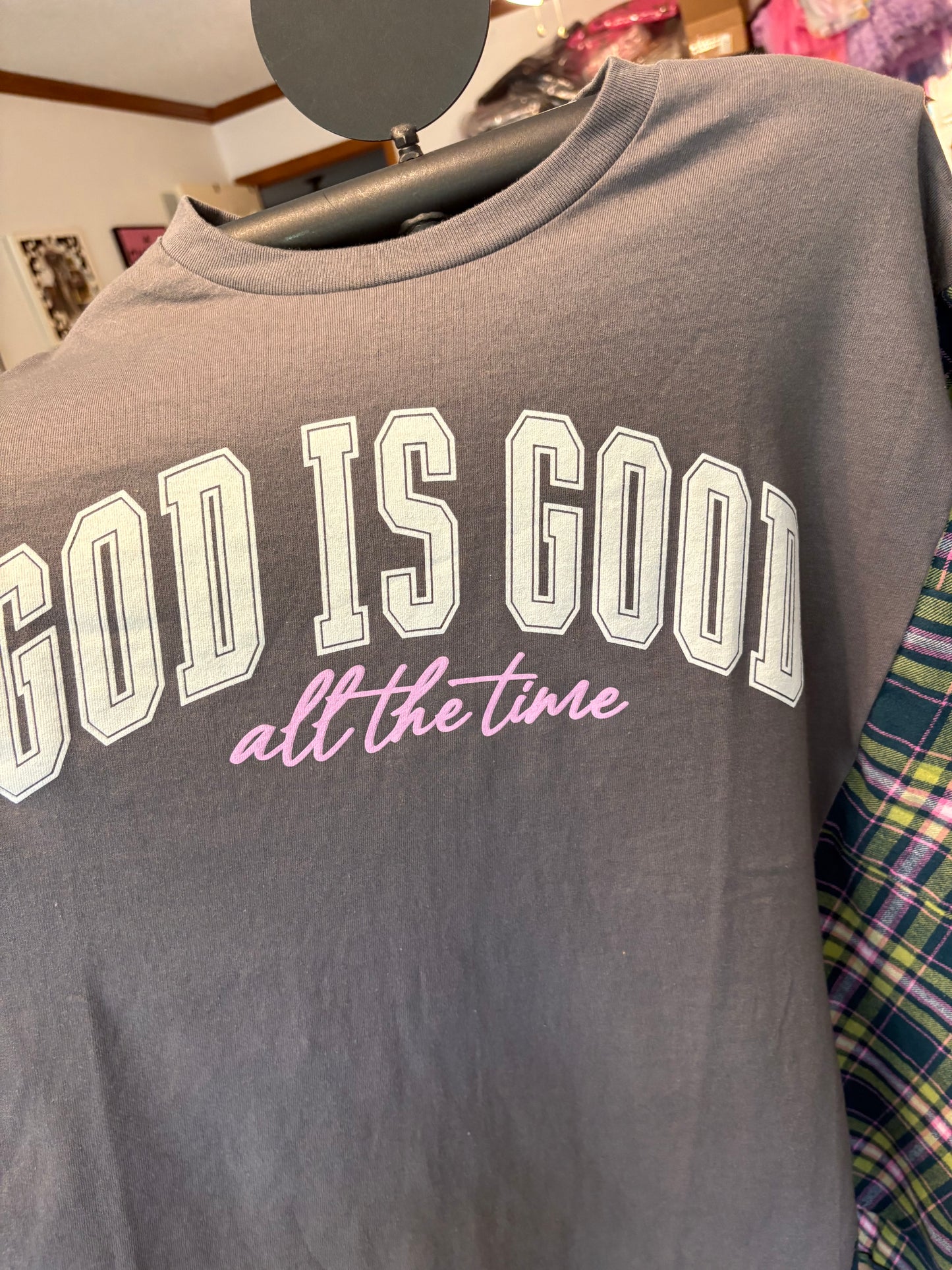 GOD is Good Upcycled Drop-Sleeve Tee One Size Fits a Small to XXL