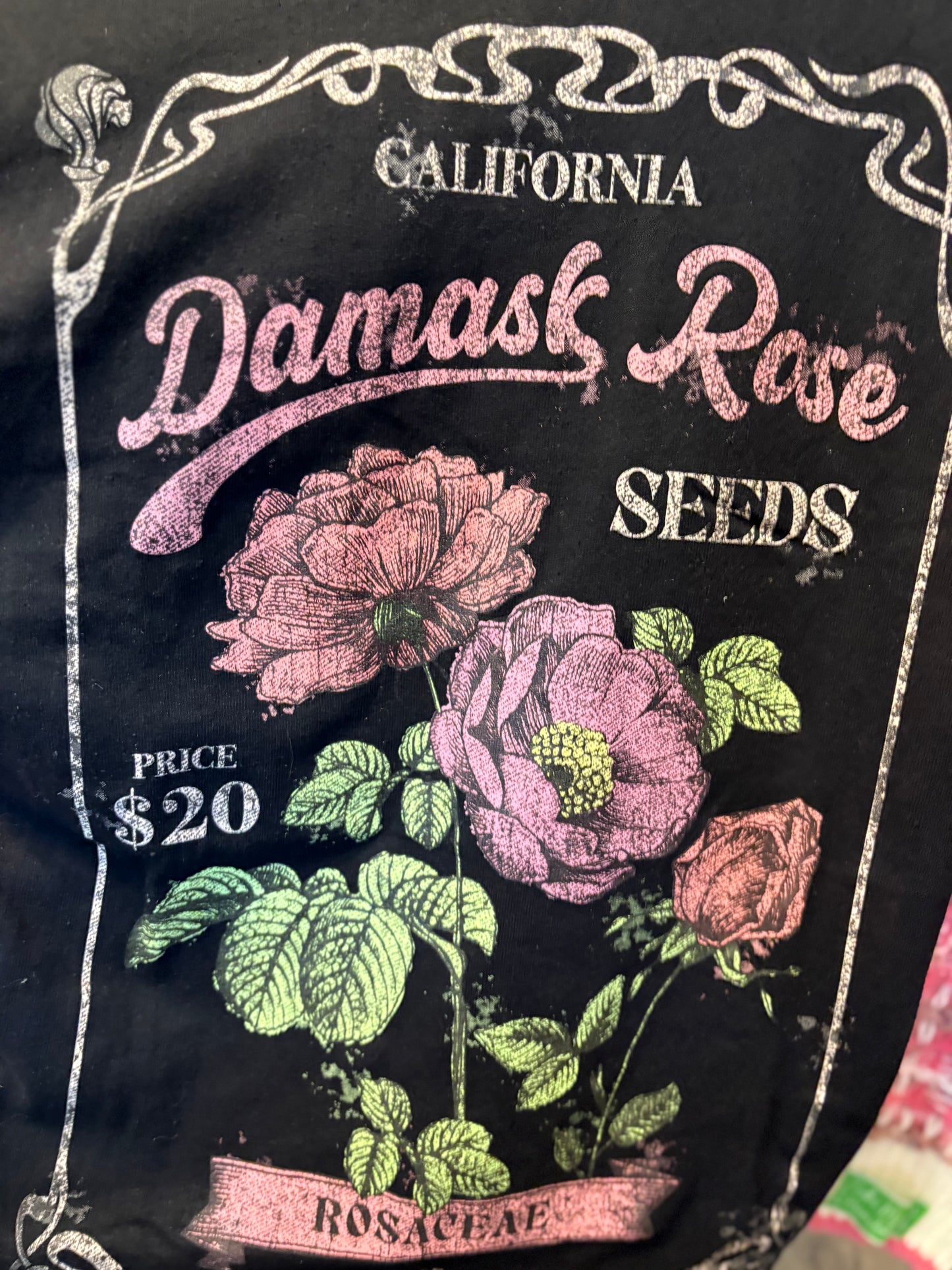 Damask Rose Upcycled Tee One Size Fits a Small to XL