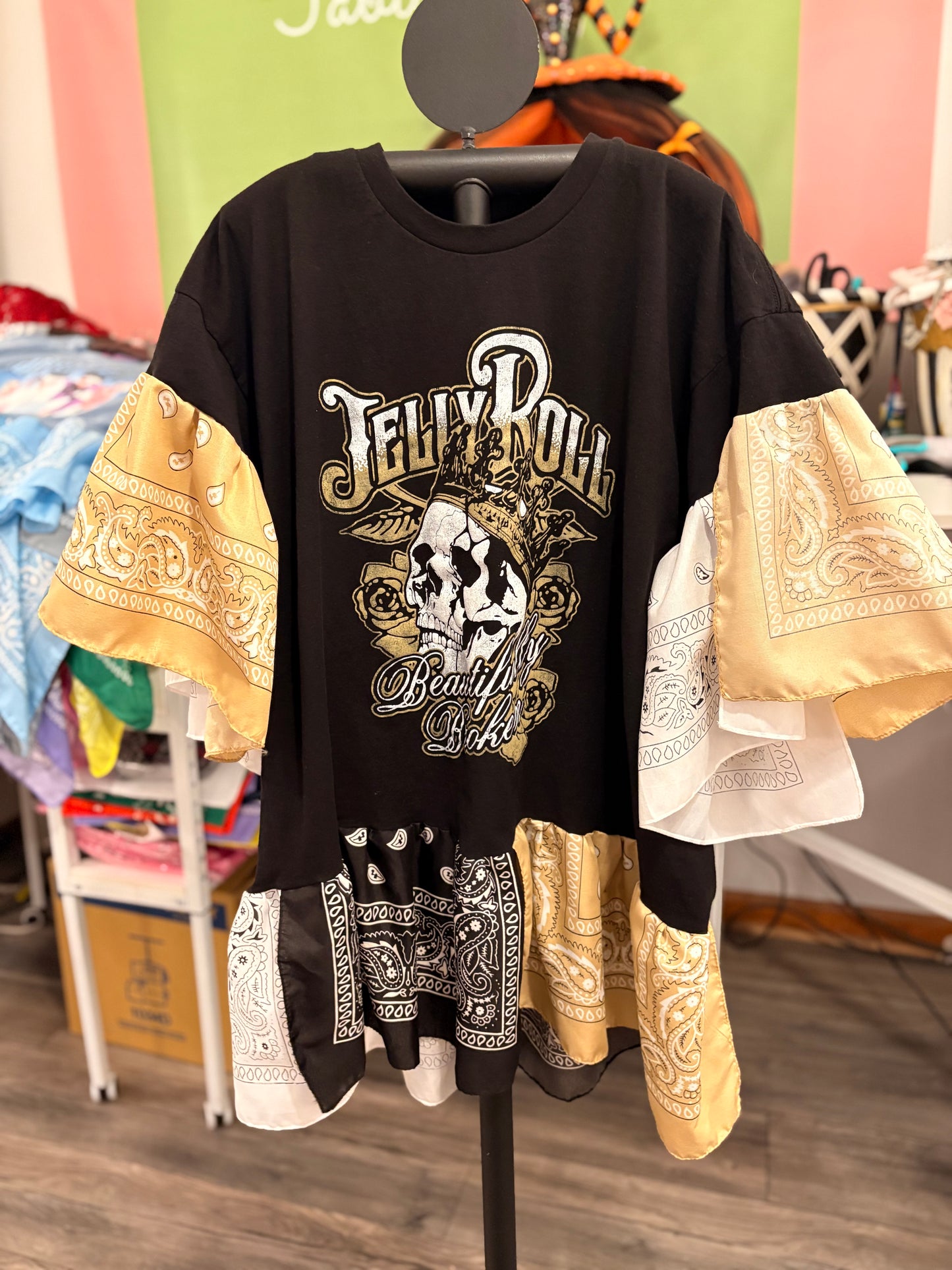 Beautifully Broken Bandana Baby Doll Tee Fits a Small to XXL