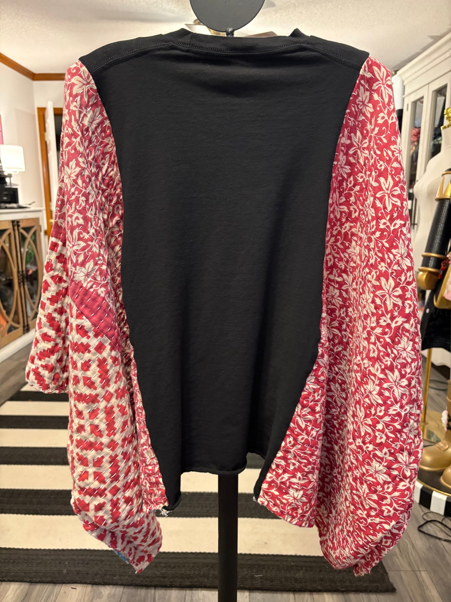 Elvis Upcycled Vintage Kantha Quilt Poncho Tee One Size Fits a Small to XXL