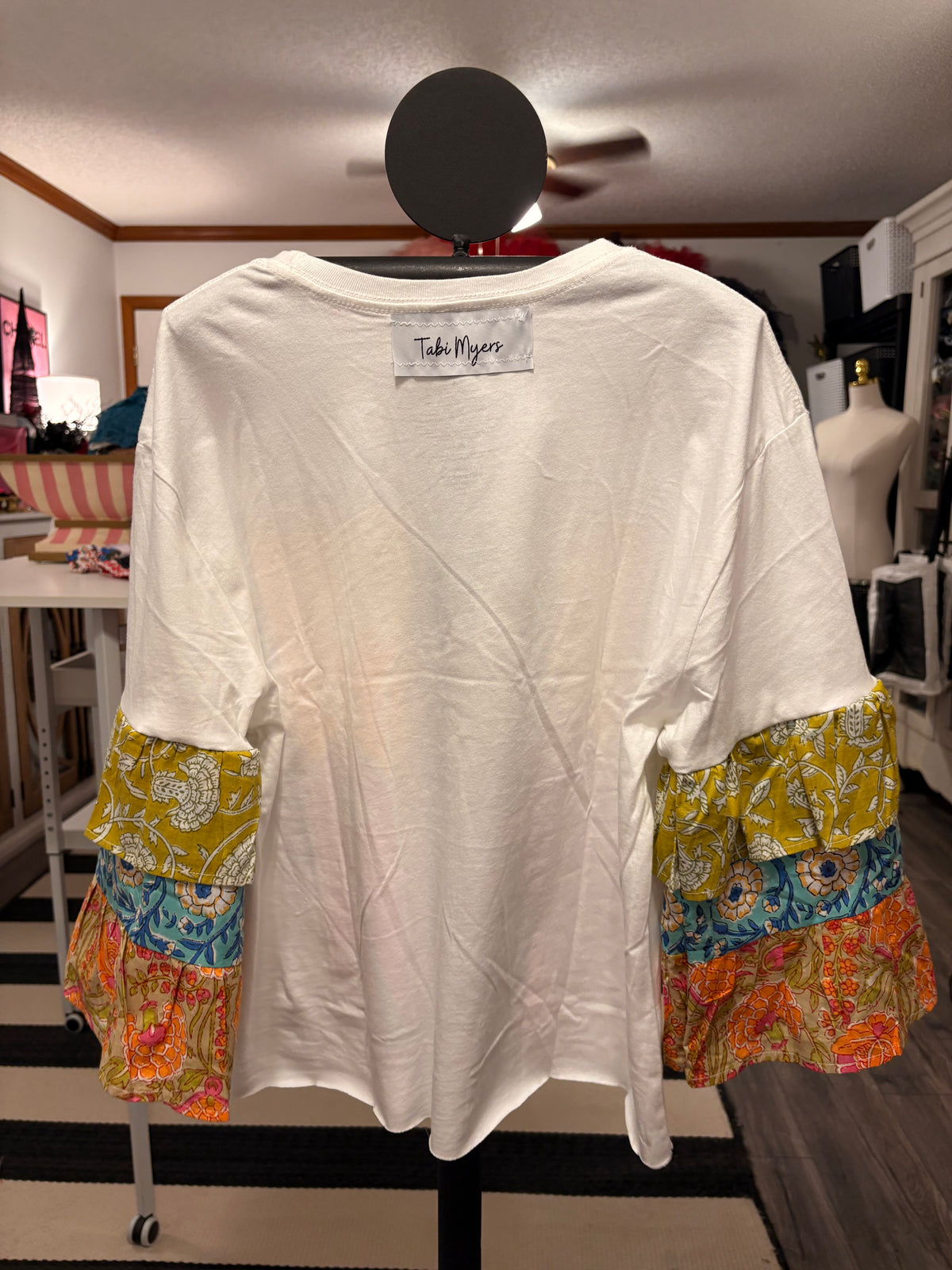 Brick in the Wall Glam Ruffle Sleeve Tee One Size Fits a Small to XL