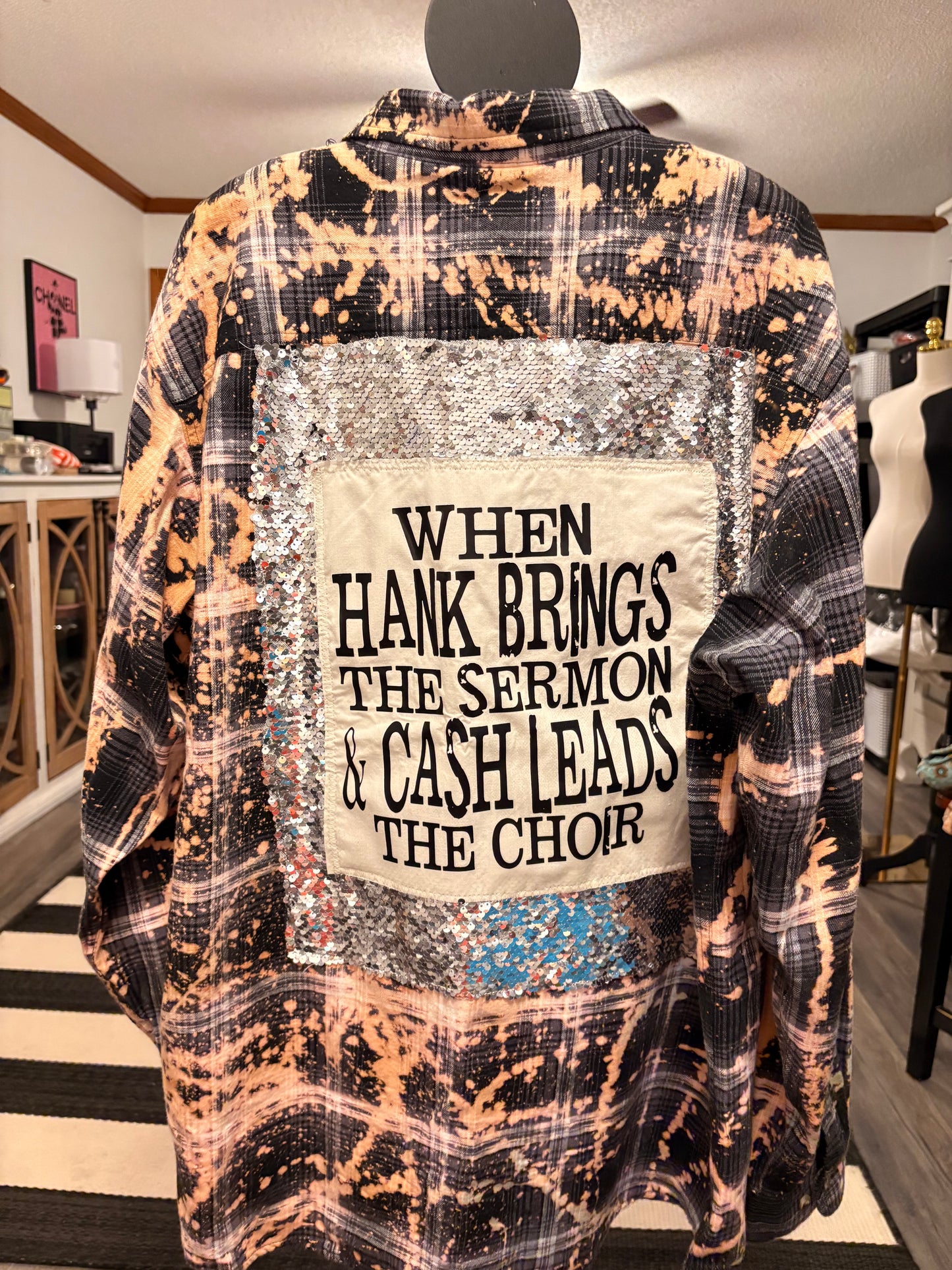 Hank and Cash Flashy Flannel with Sequin Panel Small to XL 4-14