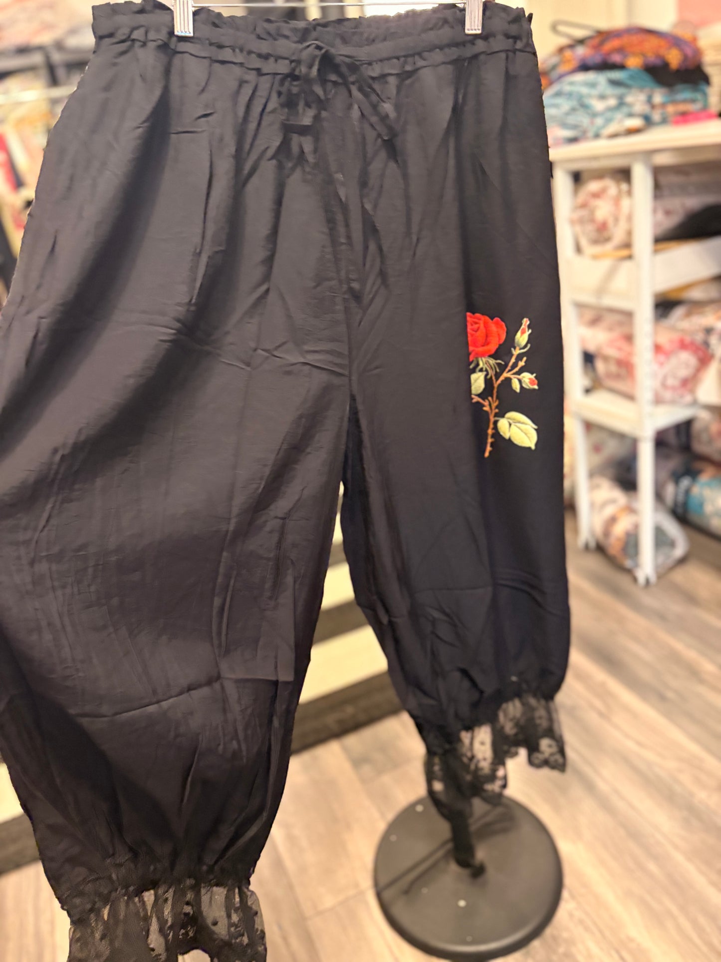 Black Rose Upcycled Bloomers OVERSIZED Fits An XL to 3X