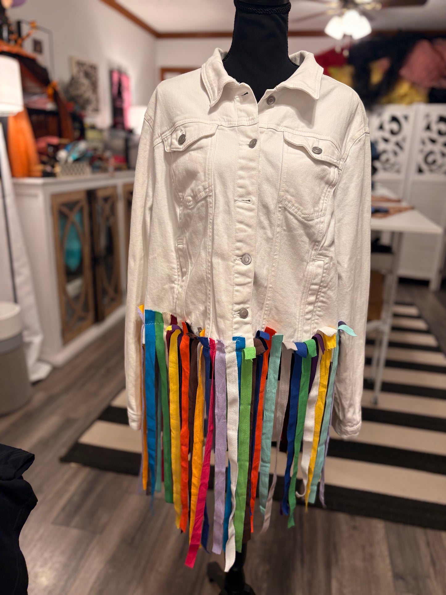 Sara Denim Color Jacket Fits a Large/XL