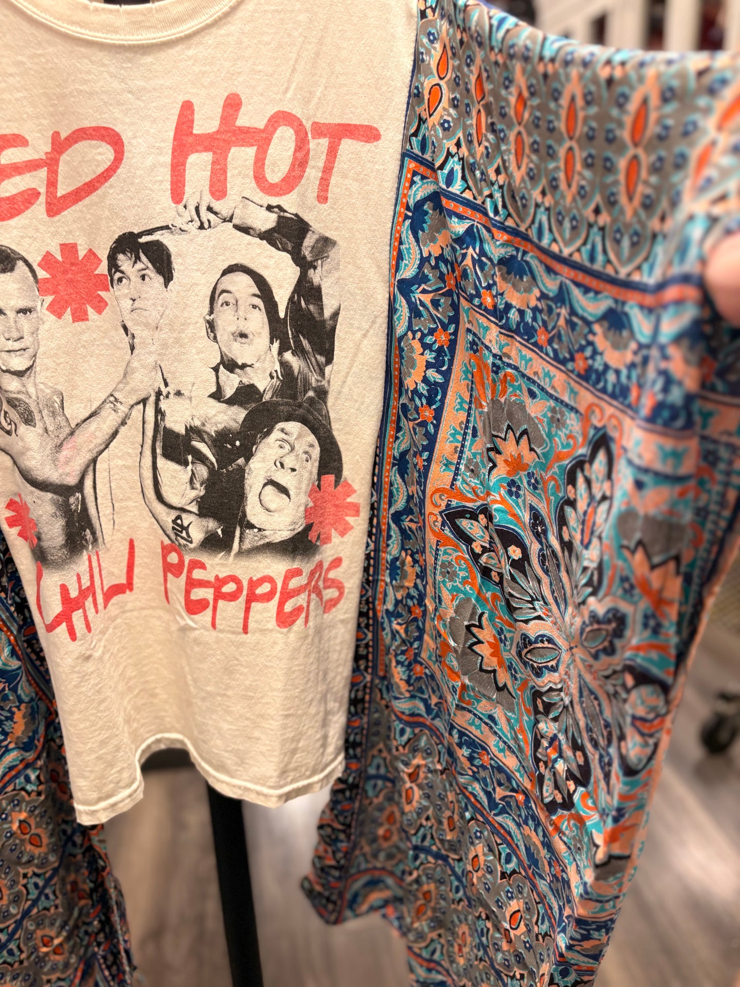 Hot Chili Upcycled Kimono Tee One Size Fits a Small to XXL