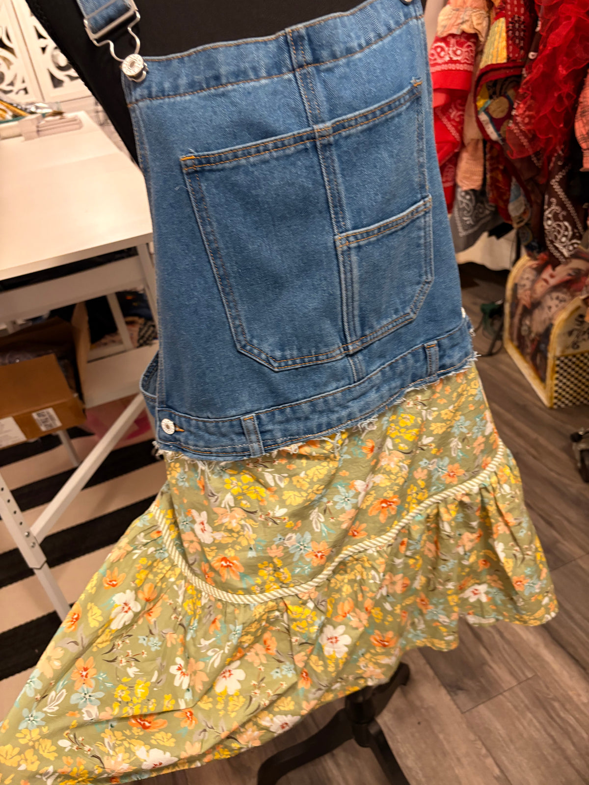 On The Prairie Overall Dress Fits a Size Small/Medium 4/6/8