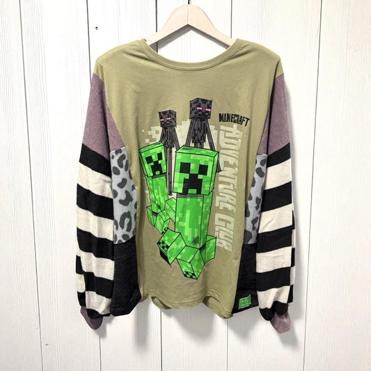 Minecraft Upcycled Sweatshirt One Size Fits a Size 6-16
