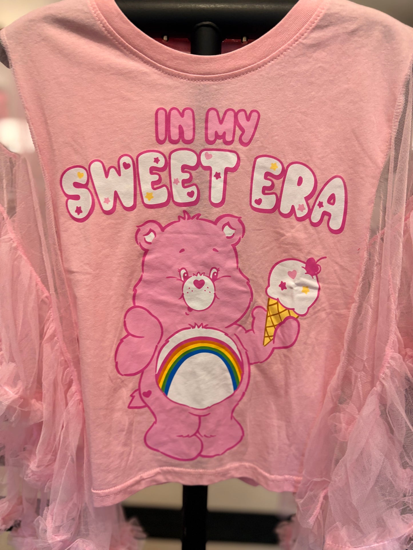 Sweet Care Bear Upcycled Rockstar Poncho One Size Fits a Small to XL CROPPED