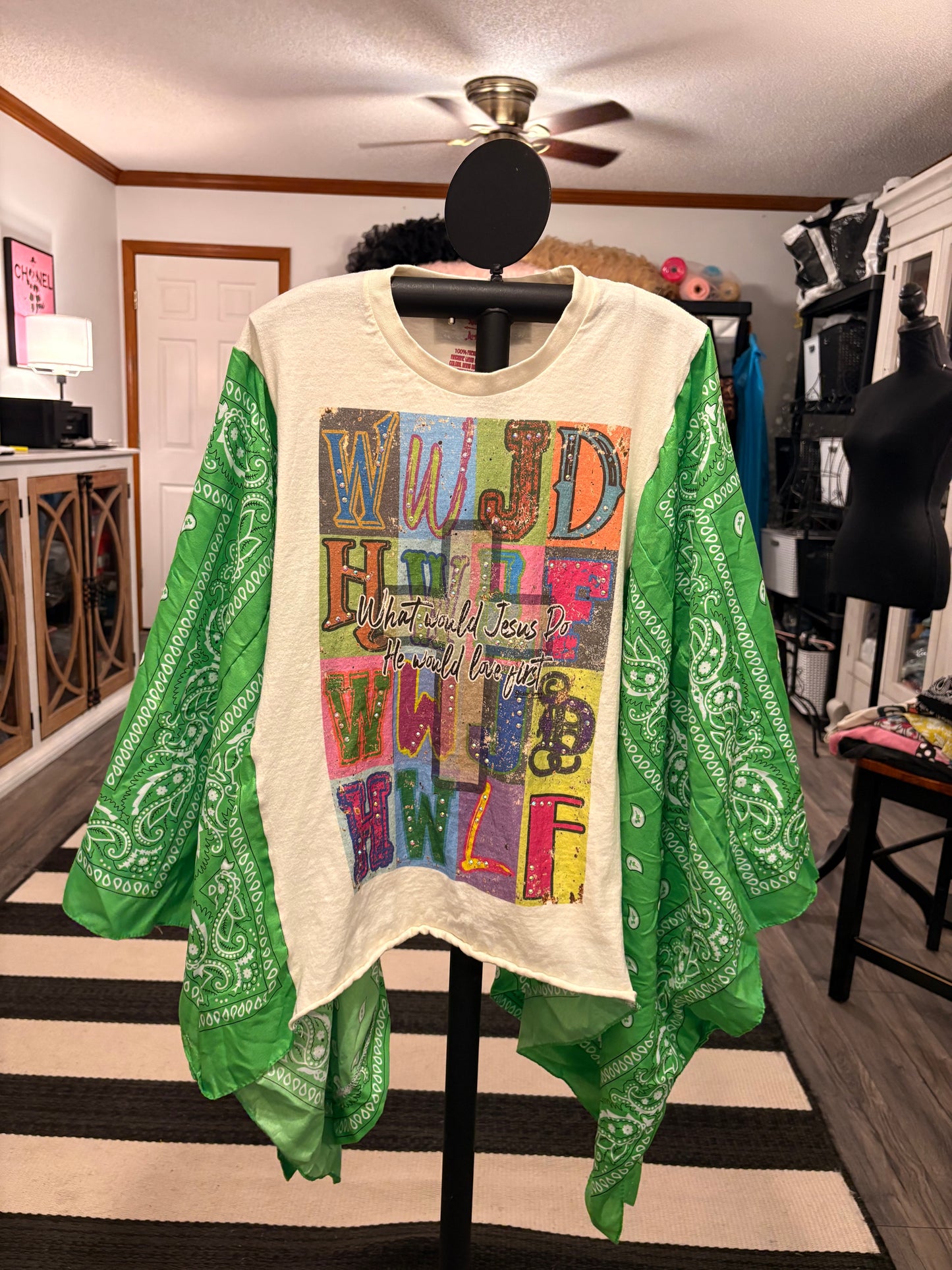WWJD Bandana Poncho Tee Fits a Small to XXL