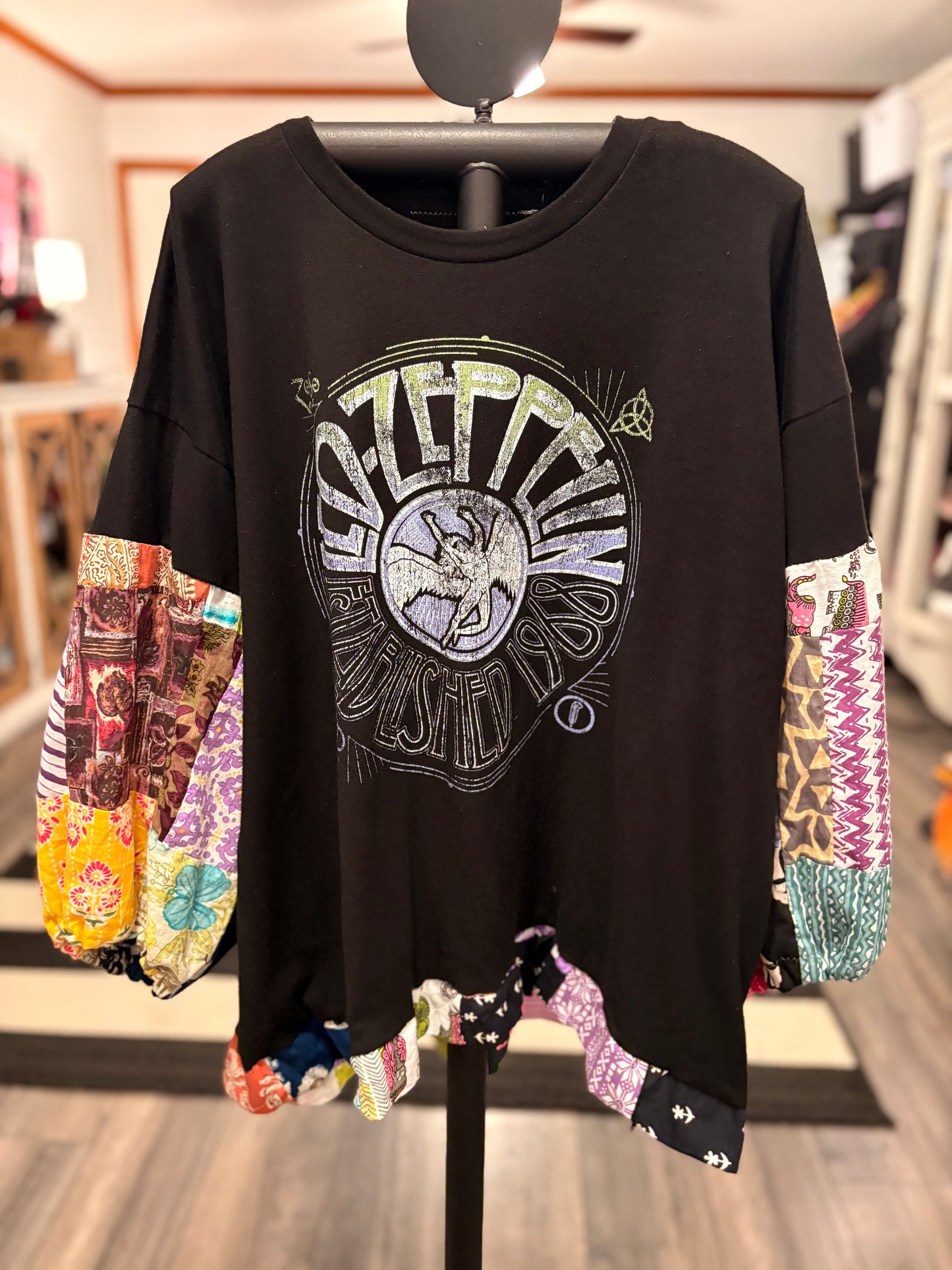 Whole Lotta Love Upcycled Vintage Patchwork Tee Fits a Small to 2X