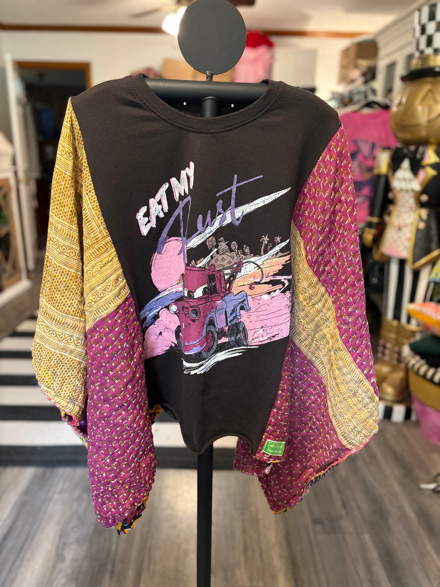 Eat My Rust Upcycled Vintage Kantha Poncho Tee Fits A Size Small to XXL