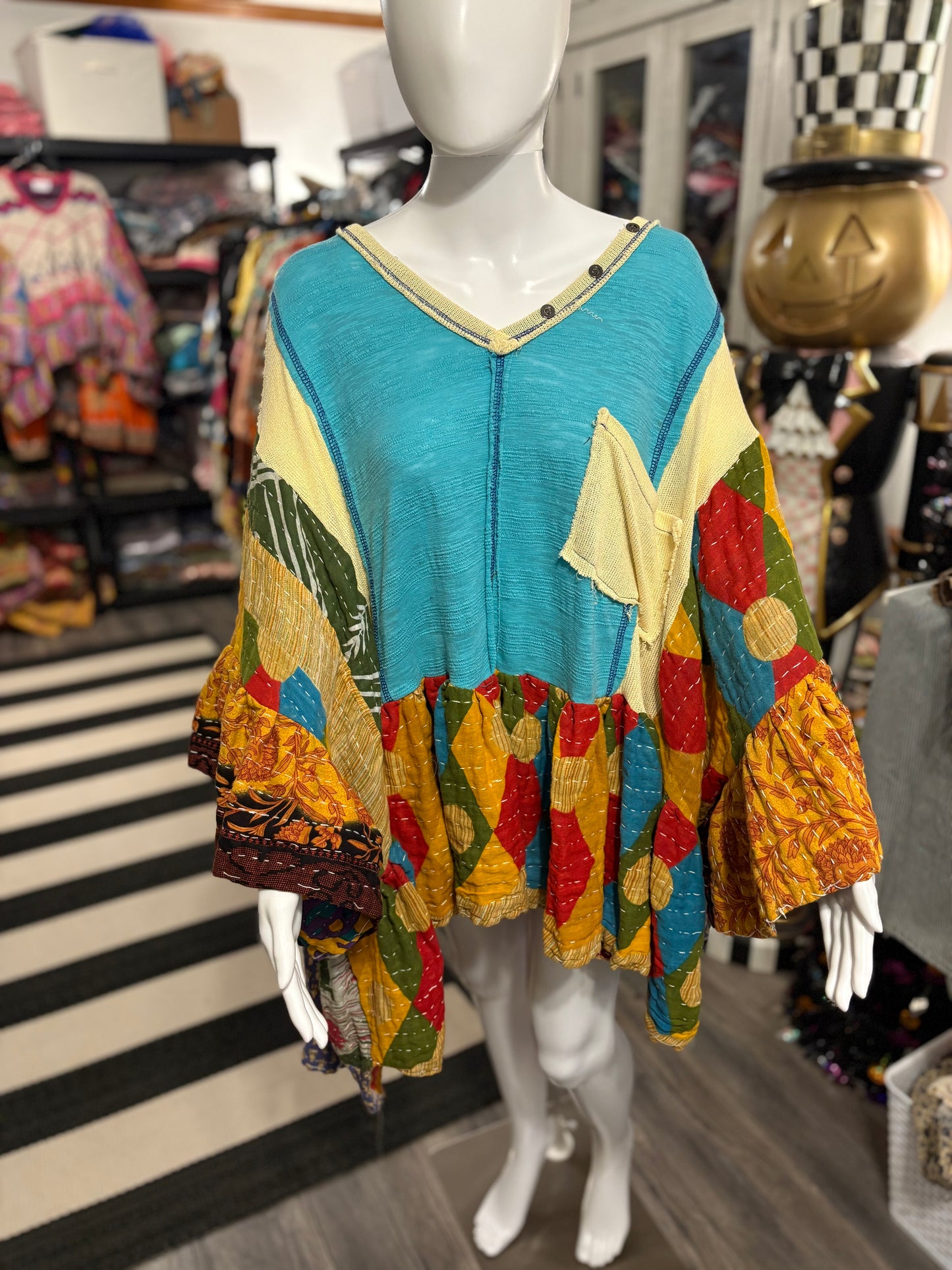 Let’s Party Upcycled Vintage Kantha Dress/Long Shirt One Size Fits Most