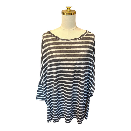 Easel Grey Stripe Knit Dolman Top