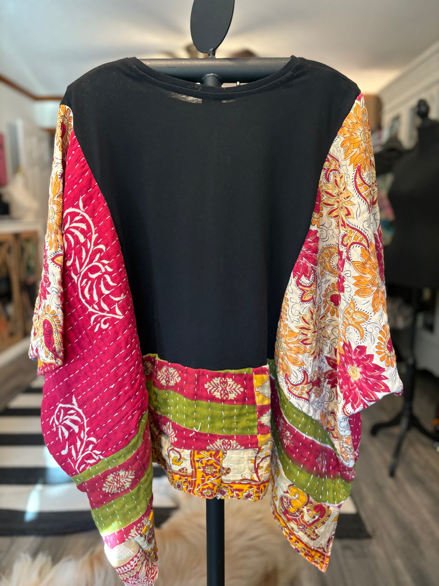 Dolly Upcycled Vintage Kantha Top Fits a Small to XL